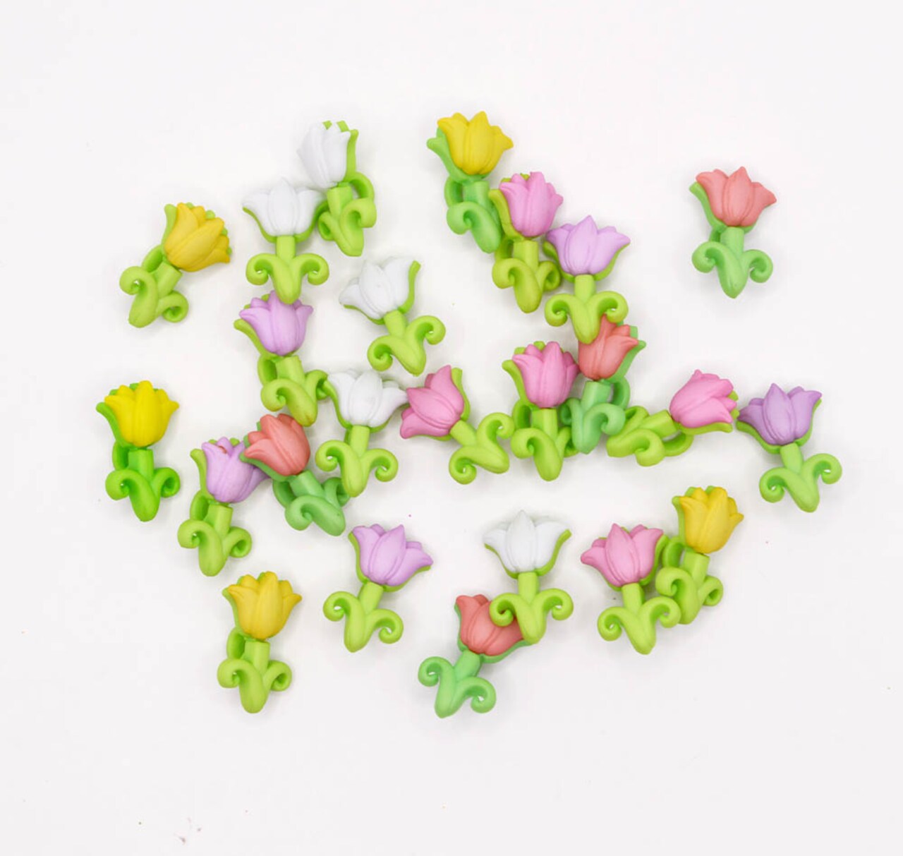 Pastel Tulip Craft Embellishments Elegant Floral Shank-Back Buttons 24 pcs